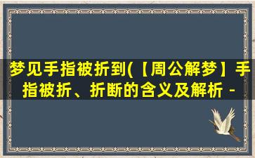 梦见手指被折到(【周公解梦】手指被折、折断的含义及解析 - 梦见手指折断的深层寓意)